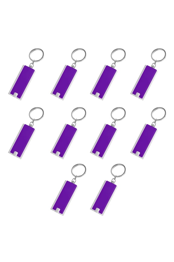 10 Flashlight Keychains Pack - Rectangle, Plastic - Purple