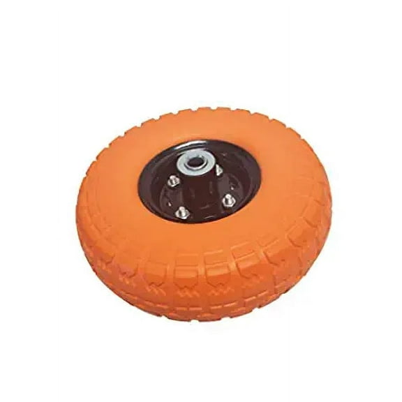 10" Flat Free Hand Truck Tire / Utility Cart Tire with 5/8" Center Shaft Hole (Offset Hub)