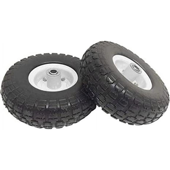 10" Flat Free Solid Tire Wheel for Dolly Handtruck Cart (Pair) -WHITE