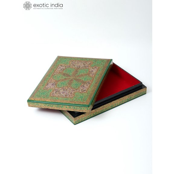 10" Floral Design Hand-Painted Wood Box
