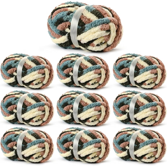 10 Fluffy Chunky Chenille Yarn for Crocheting, Chunky Blanket Yarn for Hand Knitting, 240yds/70.5oz Bulky Variegated Blanket Yarn(Apricpot )