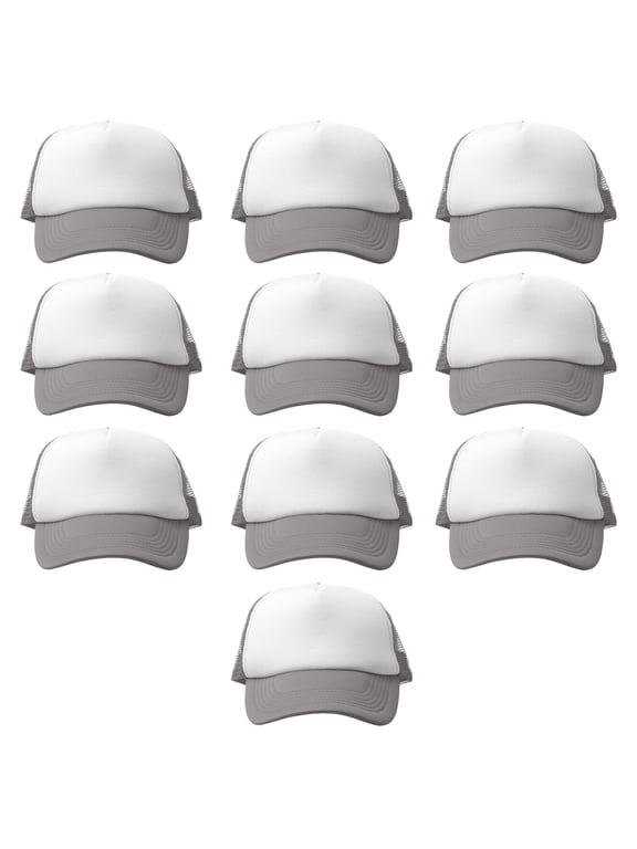 10 Fly Ball Structured Mesh Caps Set - Casual, Sporty, Adjustable, Breathable, Comfortable - Grey