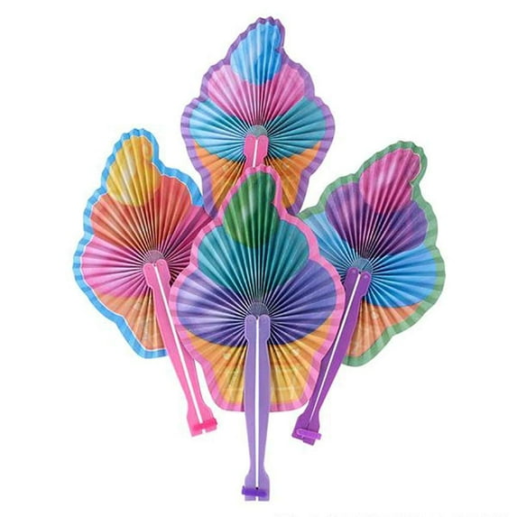 10" Folding Ice Cream Paper Fan - 12 Pieces of Accordion Style Multicolored Assortment - Perfect for Treat Shops, Festivals, Birthday, School Events, Novelties, Party Favor and Supply