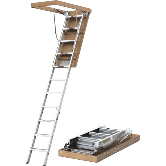 ELTFROH 10FT Aluminum Attic Ladder Pull Down System Retractable Loft ...
