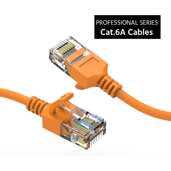 10-Foot CAT6A Slim Ethernet Patch Cable, Orange, LAN Router Cable