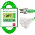 10 Foot Heavy Duty Outdoor Extension Cord with 3 Electrical Power