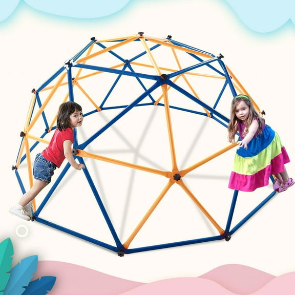 10 Foot Large Outdoor Dome Climber, Kid Climbing Dome, Climber Tower Play Center for Kids, Blue and Yellow