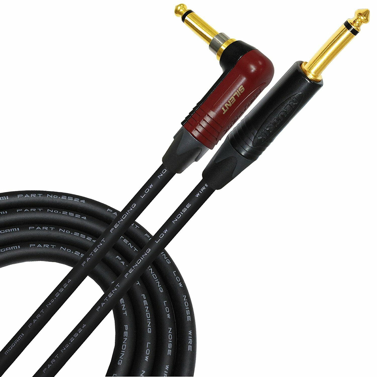 10 Foot -Mogami 2524 Guitar Bass cables | Genuine Neutrik Gold Silent Switch TS