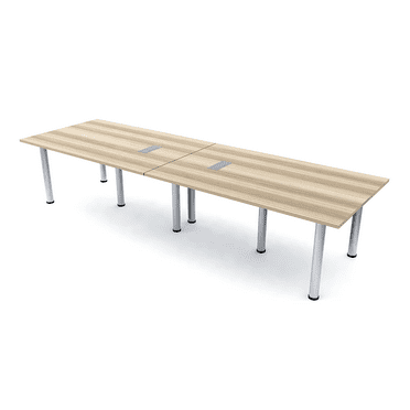 10 Foot Rectangle Conference Room Table with Power Modules Post Legs