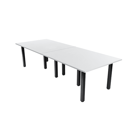 10 Foot Rectangle Conference Room Table with Power Modules Square Post Legs