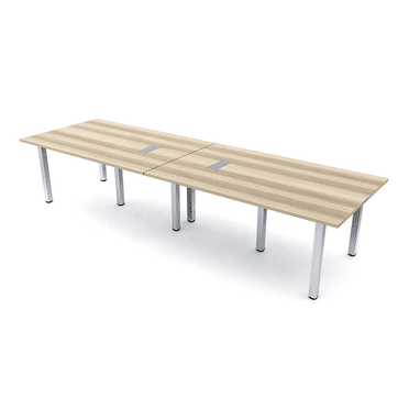 10 Foot Rectangle Conference Room Table with Power Modules Square Post Legs