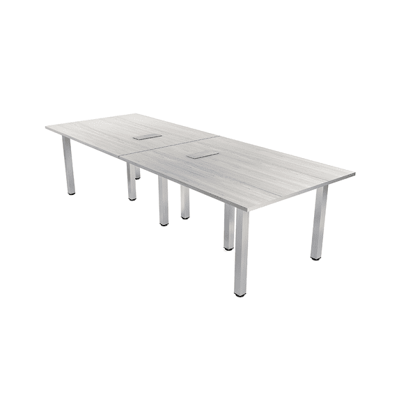 10 Foot Rectangle Conference Room Table with Power Modules Square Post Legs