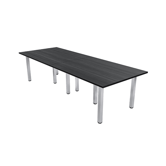 10 Foot Rectangle Conference Room Table with Power Modules Square Post Legs