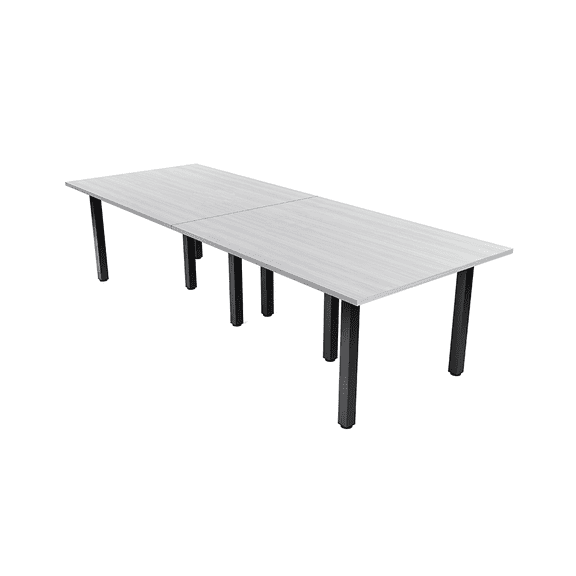 10 Foot Rectangle Conference Room Table with Power Modules Square Post Legs