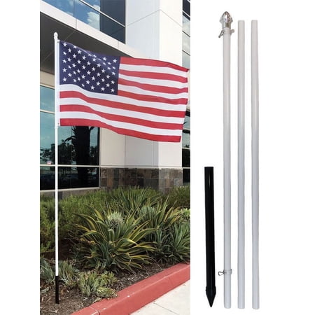 10' Foot White Aluminum Flag Pole Kit (No Flag)