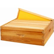10 Frame Bee Hive Box, Langstroth Medium Super Bee Box Dipped in 100% Beeswax Include Beehive Frames and Waxed Foundation Sheets Unassembled