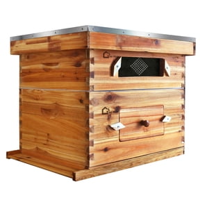 10 Frame Deep Brood Box, Langstroth Beehive Box Dipped in 100% Beeswax, Bee Hive Deep Box with Frames and Wax Foundations with Dovetail Joints, Easy Assembly Bee Hive for Beginners & Experts