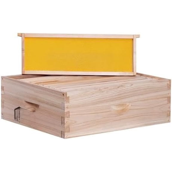 10 Frame Medium Bee Hive Box, Langstroth Honey Bee Hive Include Beehive Frames and Waxed Foundations (Unassembled)