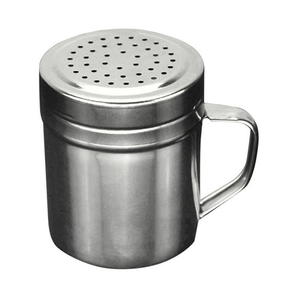 Under 10$ Free Ship Home Decor Stainless Steel Powder Shaker with Handle and Function Fine Mesh Powder Sieve for Outdoor BBQ Seasoning Bottle Silver,One Size