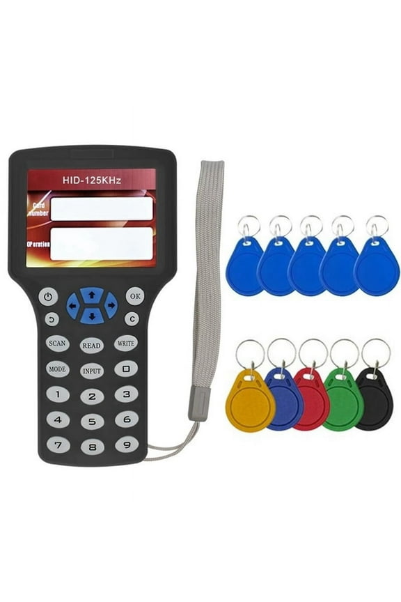 10 Frequency RFID NFC Smart Card Reader Writer Duplicator+5XCUID/UID Keychain 125K 13.56MHz RFID Copier Key Replicator