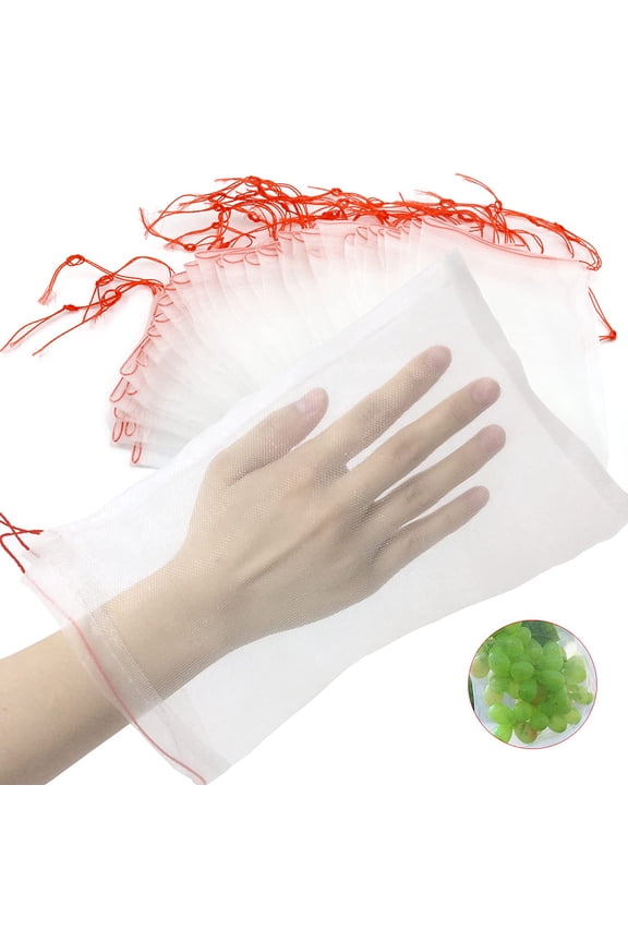 10 Fruit Protector Bags, 6"x4" Fruit Mesh Bags, Garden Mesh Bags with Drawstring, Fruit Tree Bags, Mesh Barrier Bags for Protecting Fruits and Vegetables