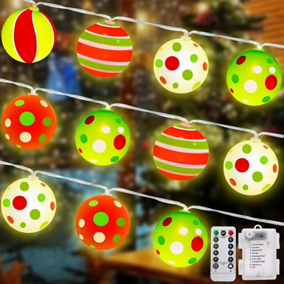 10 Ft 20 LED Waterproof Battery Operated Christmas String Lights with Timer and 8 Modes for Christmas Tree Wreath Decorations Holiday Home Garden Indoor Outdoor Decoration