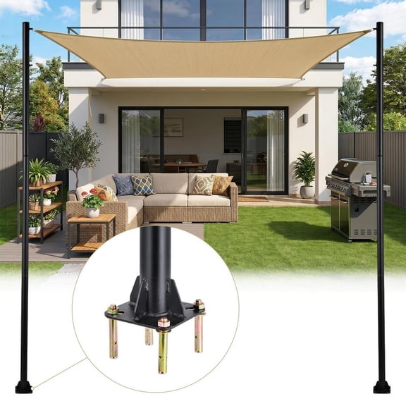 10 Ft Canopy Support Poles 2 Pack, Heavy Duty Sun Shade Poles for Backyards and Patios, Rust-Resistant Metal Posts (Shade Sail Not Included)