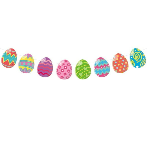 10 Ft Easter Egg Banner Pastel Spring Garland for Party Decoration Offices and Home Mantel Wall Decor Photo Backdrop Egg Hunting Bunting