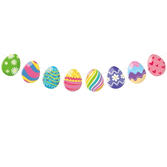 10 Ft Easter Party Decoration Spring Garland Pastel Egg Bunting for Holiday Indoor Outdoor Decor Streamer for Mantel and Birthday Celebration