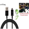 thumbnail image 1 of 10 Ft Long Micro Power Cord for My Arcade Pocket Player Bubble Bobble Dig Dug Don Doko Don Galaga Pacman MS Pac-Man Pac Man, 1 of 1
