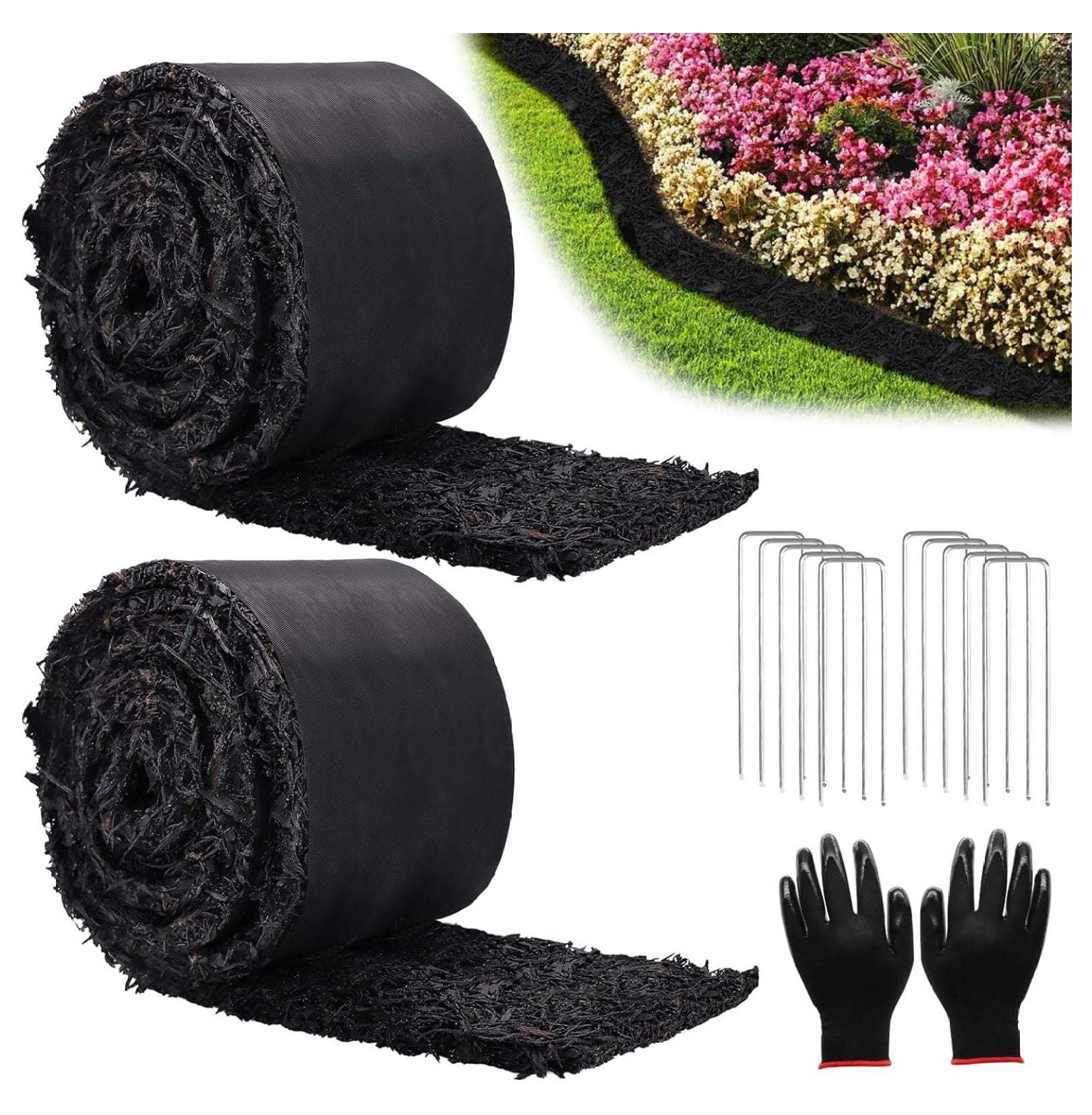 10 Ft Long Rubber Mulch for Landscaping Garden Mulch Black Roll Rubber ...