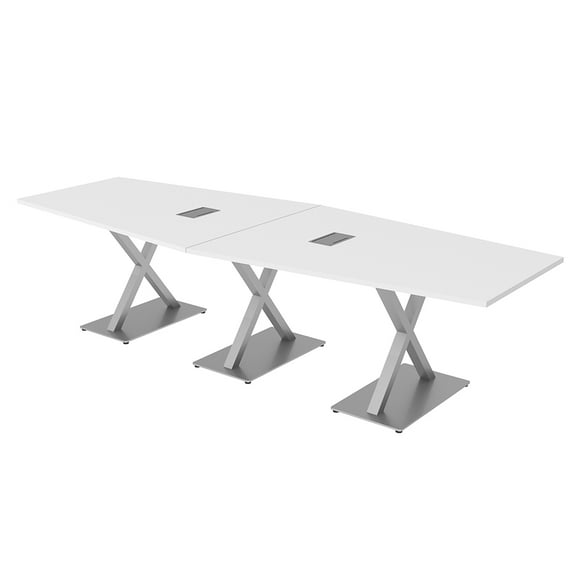 10 Ft Modular Hexagon Shaped Conference Table X Bases Electrical Units