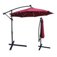 thumbnail image 1 of 10 Ft Outdoor Patio Umbrella, Solar Powered LED Lighted, Sun Shade Market Waterproof 8 Ribs Umbrella with Crank and Cross Base for Garden, Deck and Backyard, Burgundy, 1 of 7
