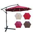 thumbnail image 1 of 10 Ft Outdoor Patio Umbrella,Solar Powered LED Lighted Sun Shade,Market Waterproof 8 Ribs Umbrella with Crank and Cross Base for Garden Deck Backyard Pool Shade Outside Deck Swimming Pool,Burgundy, 1 of 7