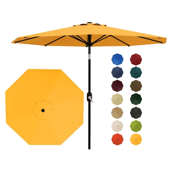 10 Ft Patio Market Umbrella, 8 Sturdy Ribs Table Umbrella with Crank Lift & Push Button Tilt for Pool Yard Garden
