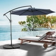 thumbnail image 1 of 10 Ft Patio Umbrella Offset Outdoor Cantilever Suspension Umbrella with 8 Sturdy Umbrella Bones, Fade Resistant Waterproof Polyester Canopy Fabric, Tilt Adjustment and Cross Base, Navy Blue, 1 of 9