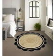 thumbnail image 1 of 10 Ft Round Black & Natural Jute Premium Scalloped Jute Rug – Handcrafted Natural Braided Carpet for Living Room, Bedroom, Entryway – Boho Home Decor, 1 of 5