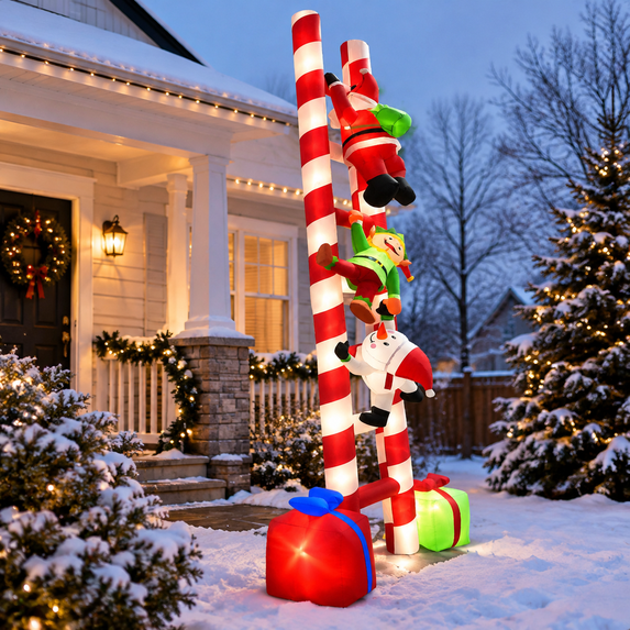 10 Ft Santa Climbing Ladder Inflatable Outdoor Decoration Mas Blow Up ...
