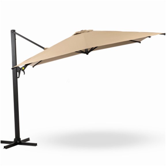 10 Ft Square Khaki Offset Cantilever Patio Umbrella for Outdoor Deck and Backyard Shade