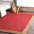 thumbnail image 1 of 10 Ft Square Red Jute Area Rug, Hand-Woven, Reversible, Farmhouse Boho Style, Durable & Pet-Friendly Rug for Living Room, Dining Room, and Bedroom, 1 of 5