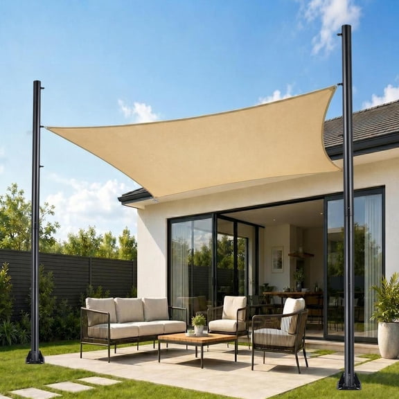 10 Ft Sun Shade Poles 2 Pack, Steel Outdoor Support Posts for Gardens and Terraces, Heavy Duty 2.3 Inch Diameter Poles (Shade Sail Not Included)