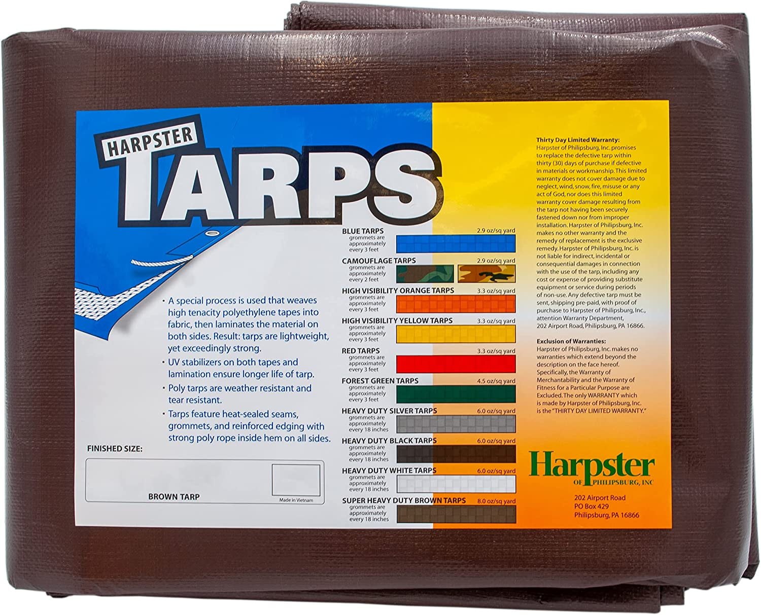10 Ft. X 12 Ft. Super Heavy Duty 8 Oz. Brown Tarp 16 Mil Thick