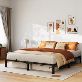 10 in Full Tool-Free Bed Frame, Heavy Duty Metal Platform Bed Frame with Durable Iron Slat Support and Legs, No Box Spring Required, No Screws Needed, Support Up to 800 LBS