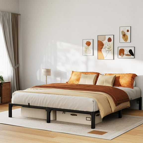 10 in Full Tool-Free Bed Frame, Heavy Duty Metal Platform Bed Frame with Durable Iron Slat Support and Legs, No Box Spring Required, No Screws Needed, Support Up to 800 LBS