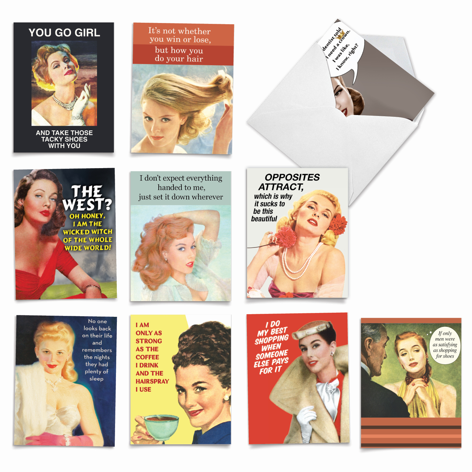 10 Funny All Occasion Blank Note Cards Pack (4 x 5.12 Inch) - VINTAGE ...
