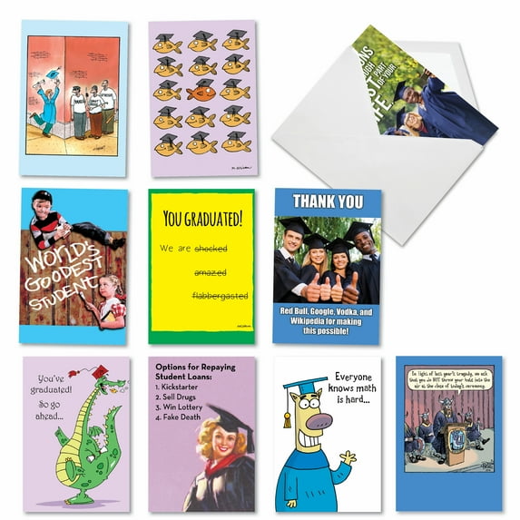 10 Funny Graduation Greeting Cards Pack - Grad Gags Graduation - AC9183GDG-B1x10