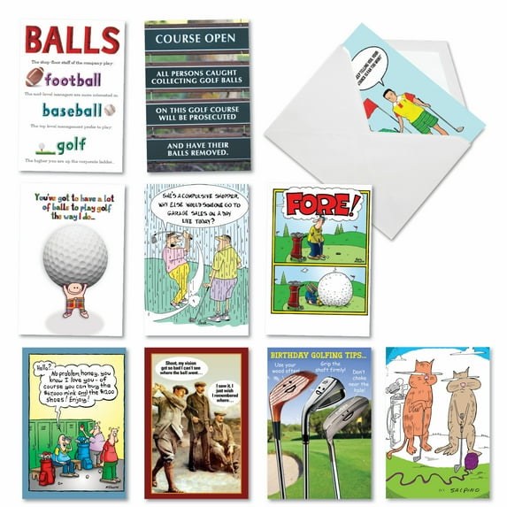 10 Funny Happy Birthday Greeting Cards Pack - Par-Tee Time Birthday - AC7370BDG-B1x10