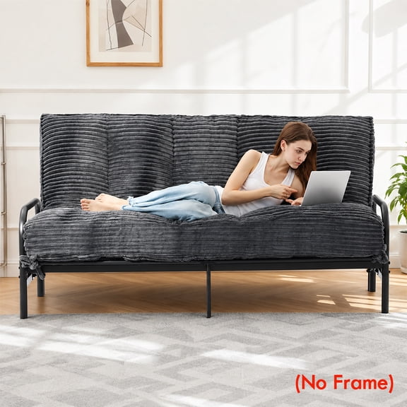 10" Futon Mattress Full Size, Thick Futons Sofa Couch Japanese Floor Mattress for Adults, Grey (Frame Not Included)