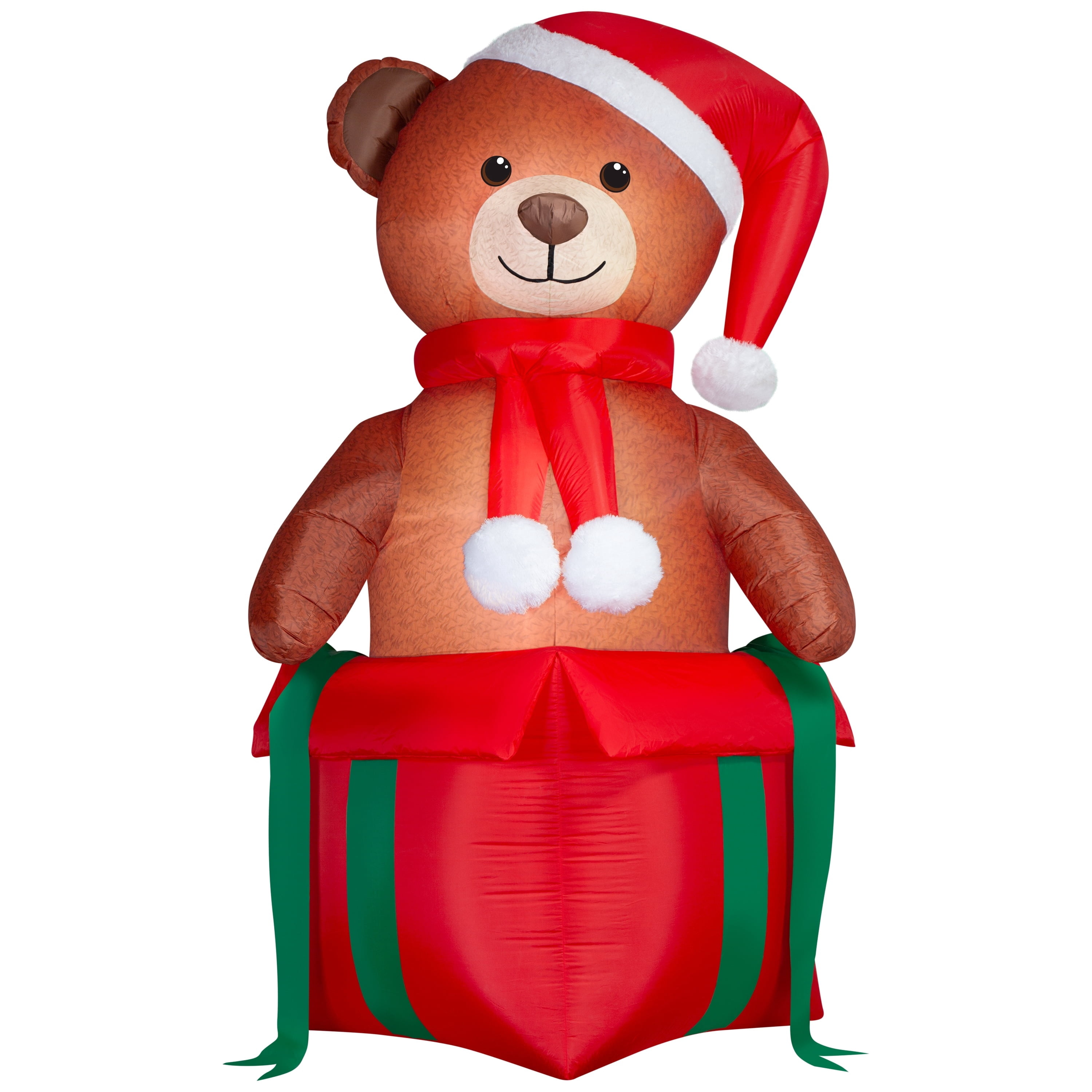 Multicolor Giant Teddy Bear in Gift Box Christmas Airblown Yard Inflatable, 10', by Holiday Time