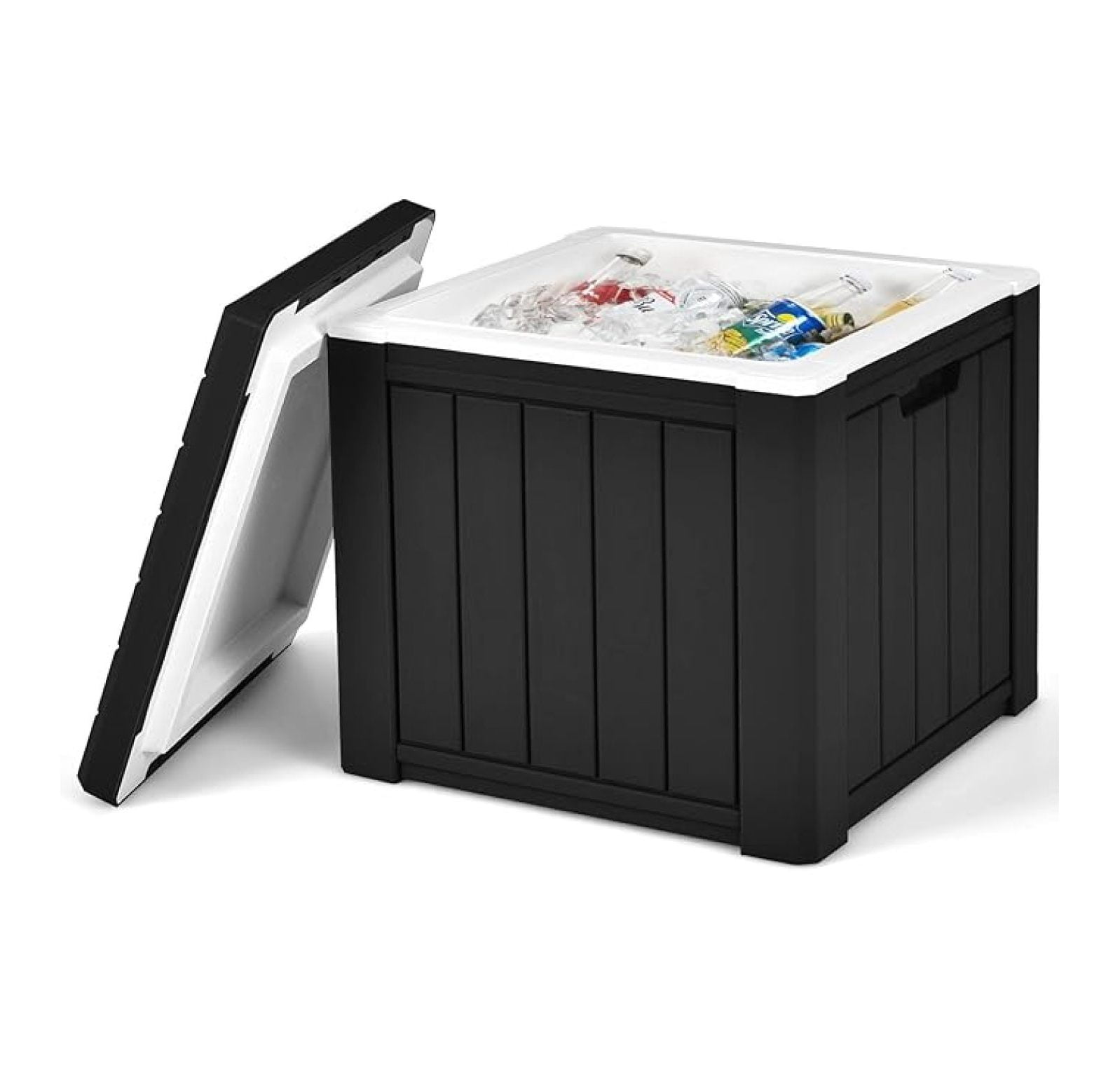10 Gallon 4-in-1 Cooler, Portable Ice Chest with Built-in Handle, Multifunctional Ice Cooler, Cocktail Side Table, Patio Bar Table, Outdoor Stool for Camping, Fishing, Picnic (Black)